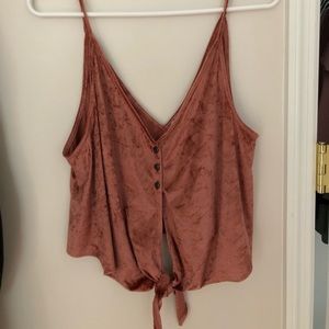 Free people Velvet tie-front spaghetti strap shirt